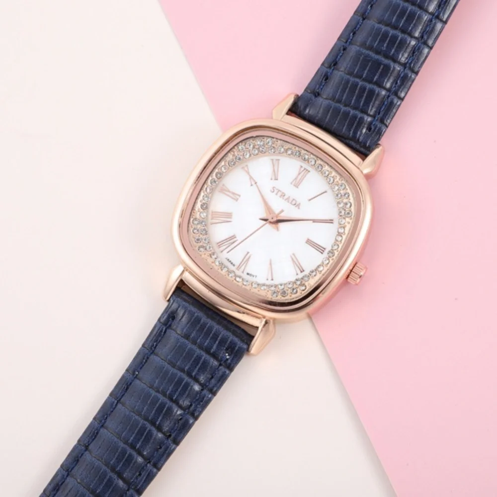 Blue Watch with White Austrian Crystals